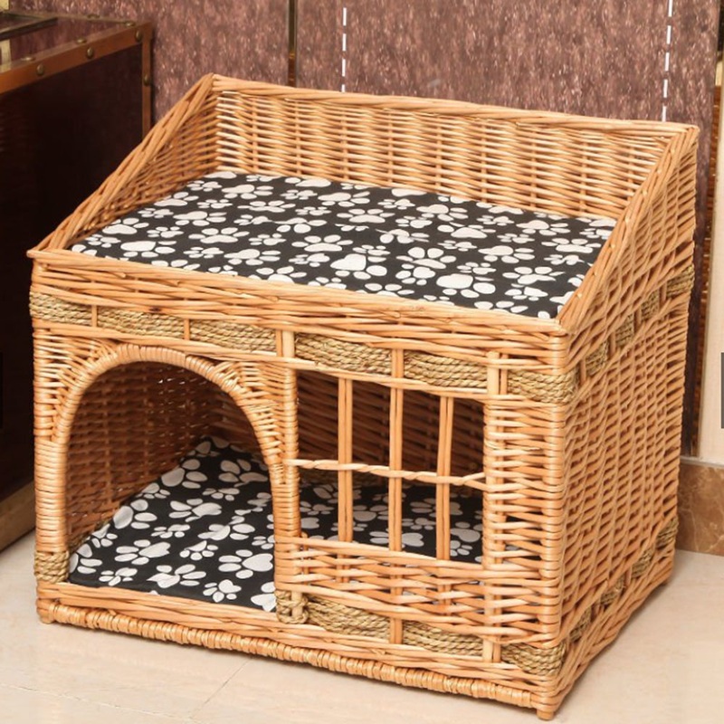Yinuo Rattan Two-tier Pet Villa - L (L66cm x B49cm x H52cm)