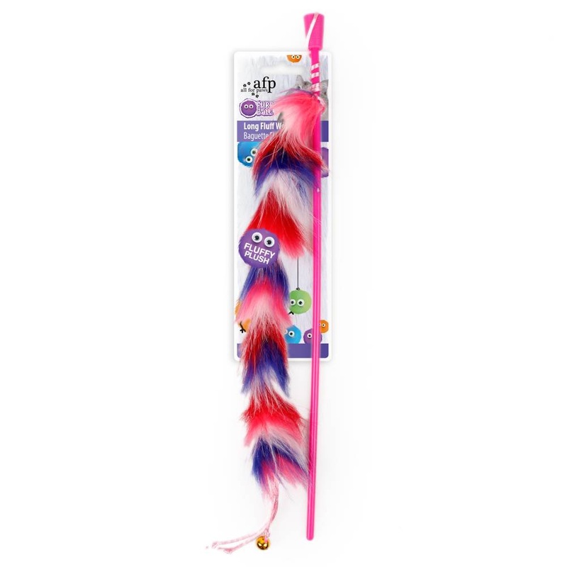 All For Paws Furry Ball Long Fluff Wand Red