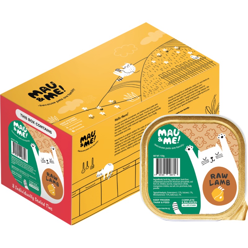 *FROZEN* Mau&Me! Cat Raw Lamb Complete & Balanced 1.2kg (150g x 8)