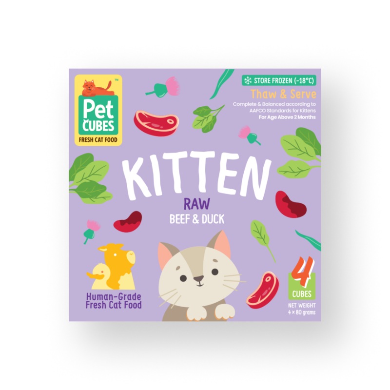 *FROZEN* PetCubes Kitten Raw Beef & Duck 320g
