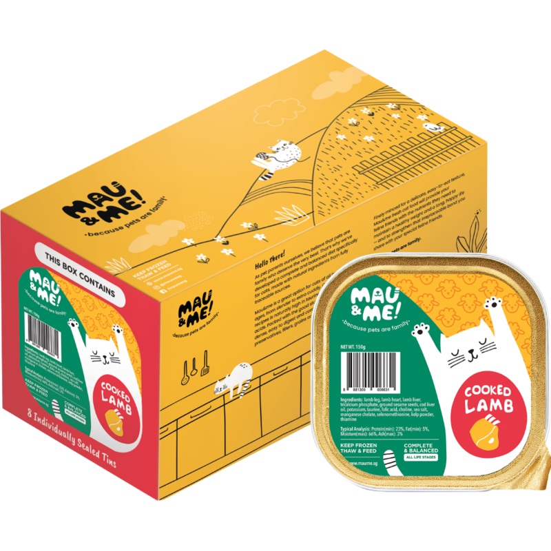 *FROZEN* Mau&Me! Cat Cooked Lamb Complete & Balanced 1.2kg (150g x 8)
