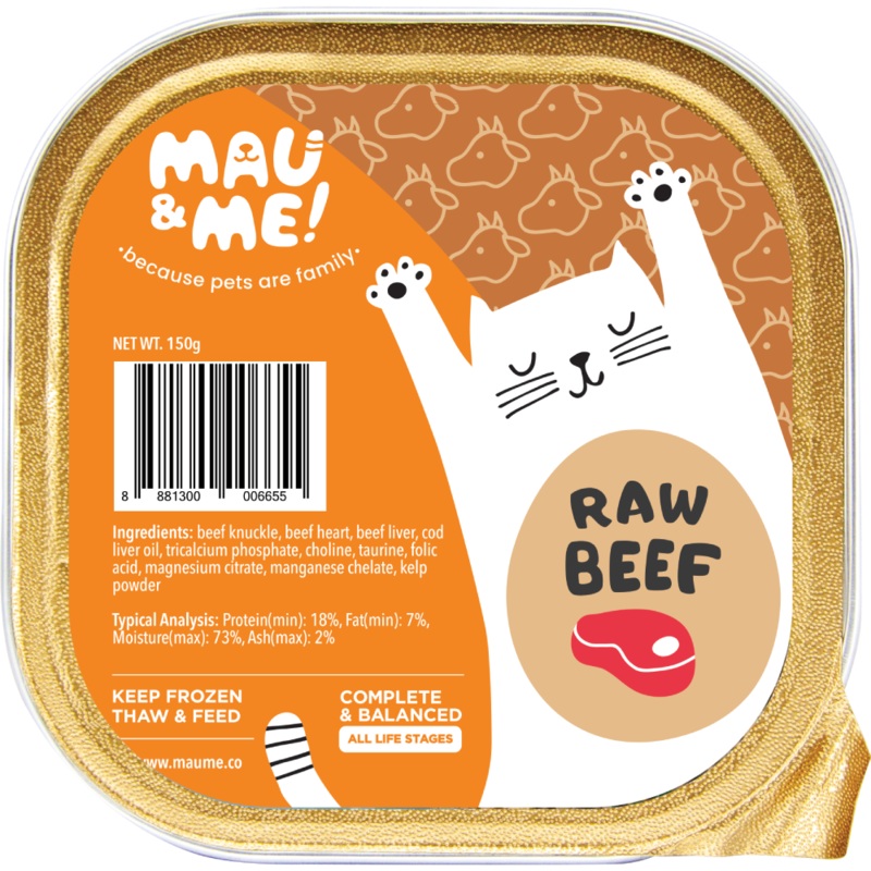 *FROZEN* Mau&Me! Cat Raw Beef Complete & Balanced 150g
