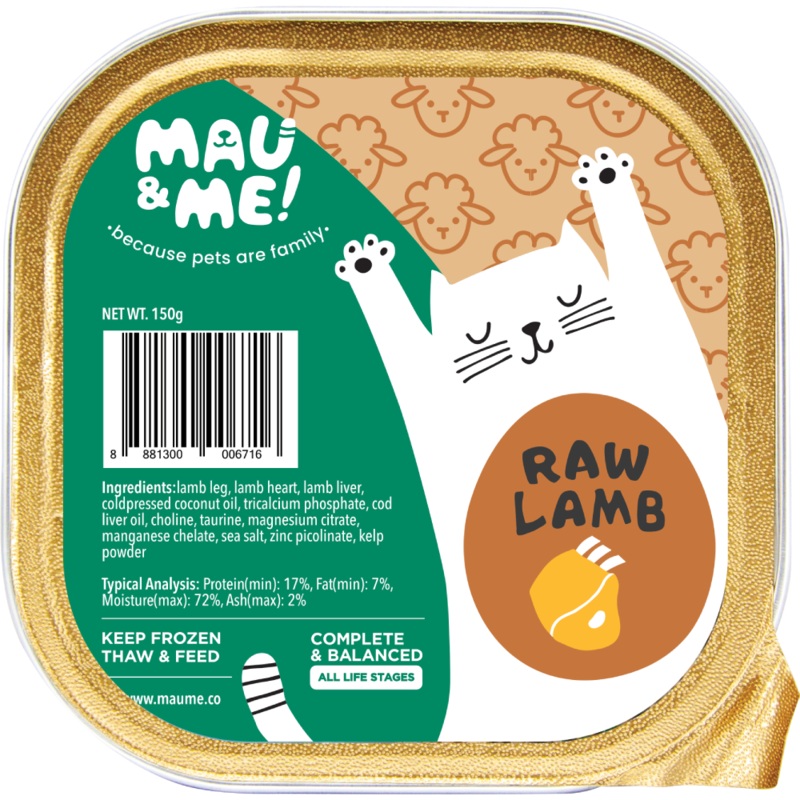 *FROZEN* Mau&Me! Cat Raw Lamb Complete & Balanced 150g