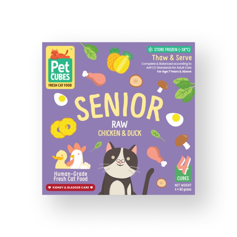 *FROZEN* PetCubes Cat Senior Raw Chicken & Duck 320g
