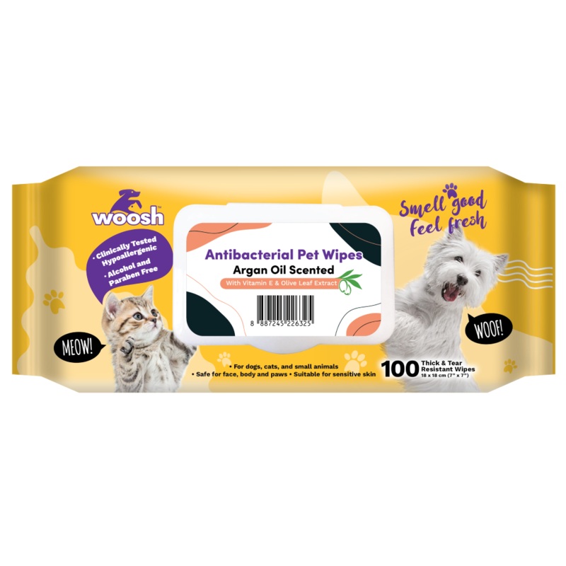 Woosh Pet Wipes Antibacterial - Argan Oil 100sheets