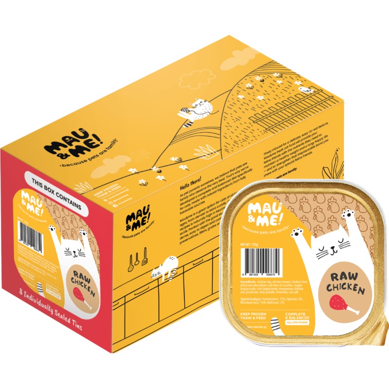 *FROZEN* Mau&Me! Cat Raw Chicken Complete & Balanced 1.2kg (150g x 8)