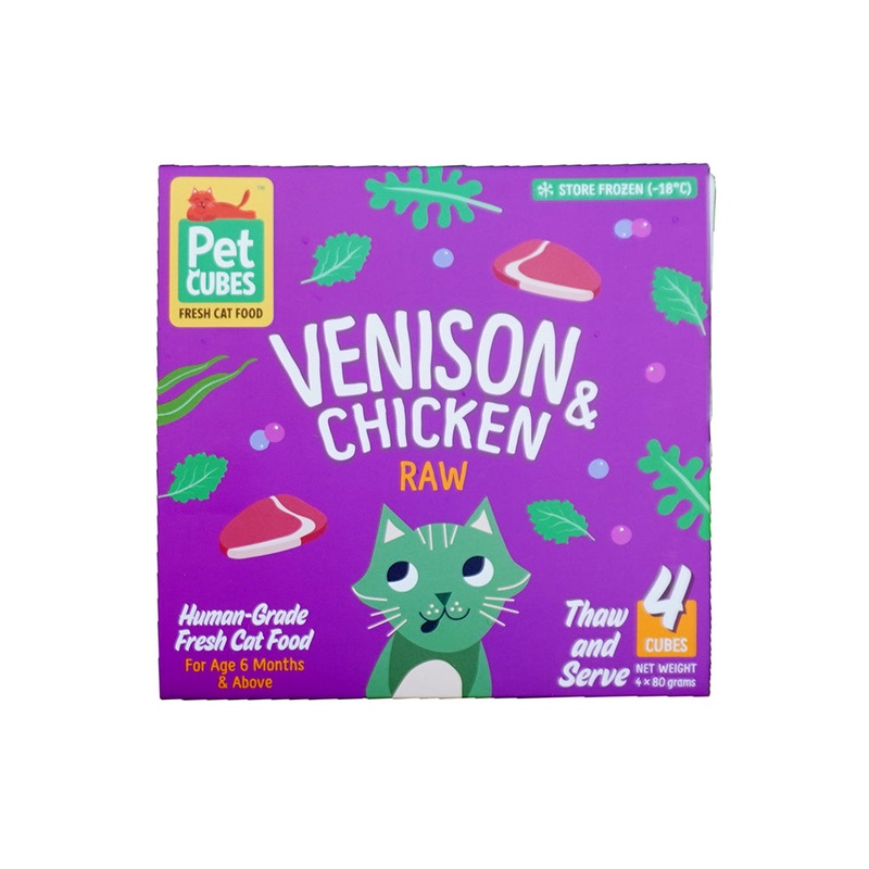*FROZEN* PetCubes Cat Raw Venison & Chicken 1.28kg (4 x 320g)