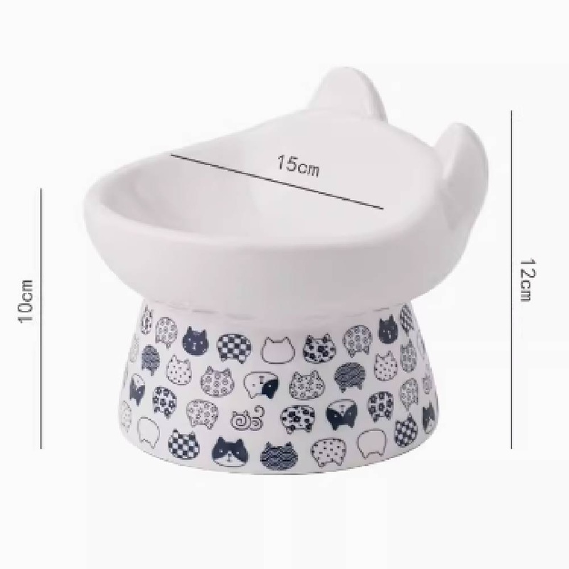 Xiaoxu Cat Raised Ceramic Feeding Bowl D15cm x H12cm