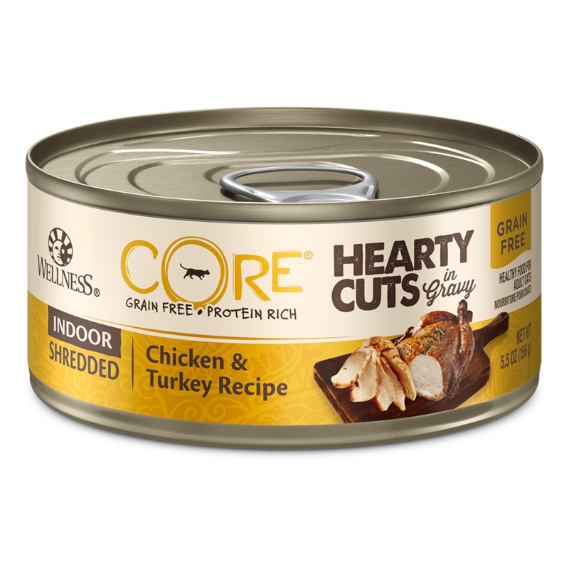 Wellness Cat Core Hearty Cuts - Indoor Shredded Chicken & Turkey Recipe 5.5oz