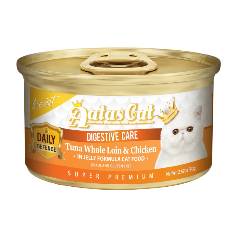 Aatas Cat Finest Daily Defence Digestive Care - Tuna Whole Loin & Chicken in Jelly Formula 80g
