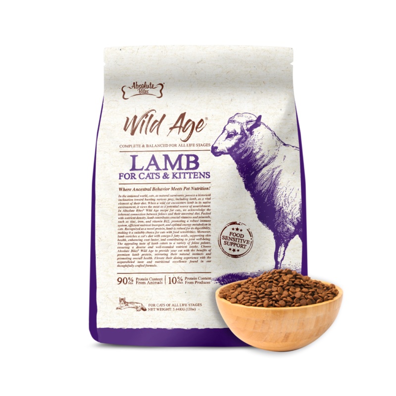Absolute Bites Wild Age Cat Lamb Complete & Balanced For All Life Stages 12lbs