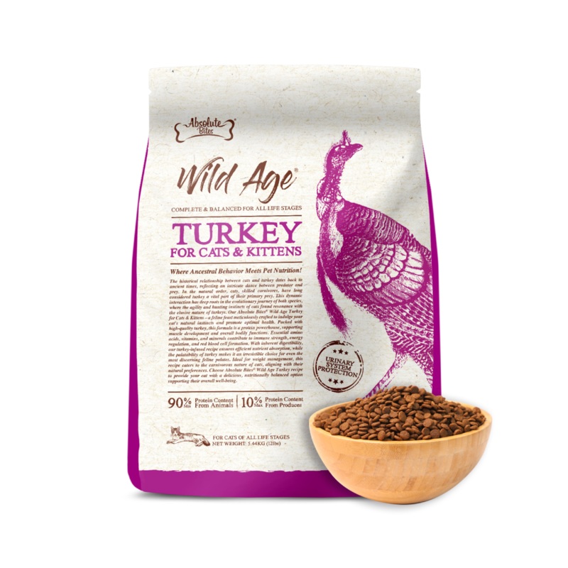 Absolute Bites Wild Age Cat Turkey Complete & Balanced For All Life Stages 12lbs