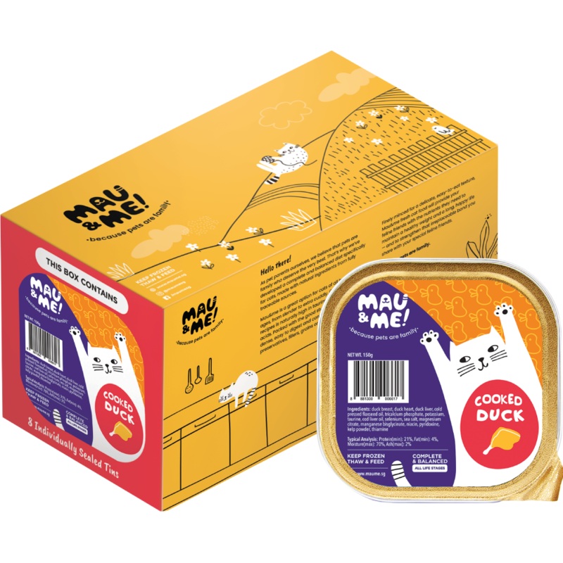 *FROZEN* Mau&Me! Cat Cooked Duck Complete & Balanced 1.2kg (150g x 8)