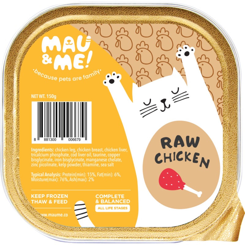 *FROZEN* Mau&Me! Cat Raw Chicken Complete & Balanced 150g
