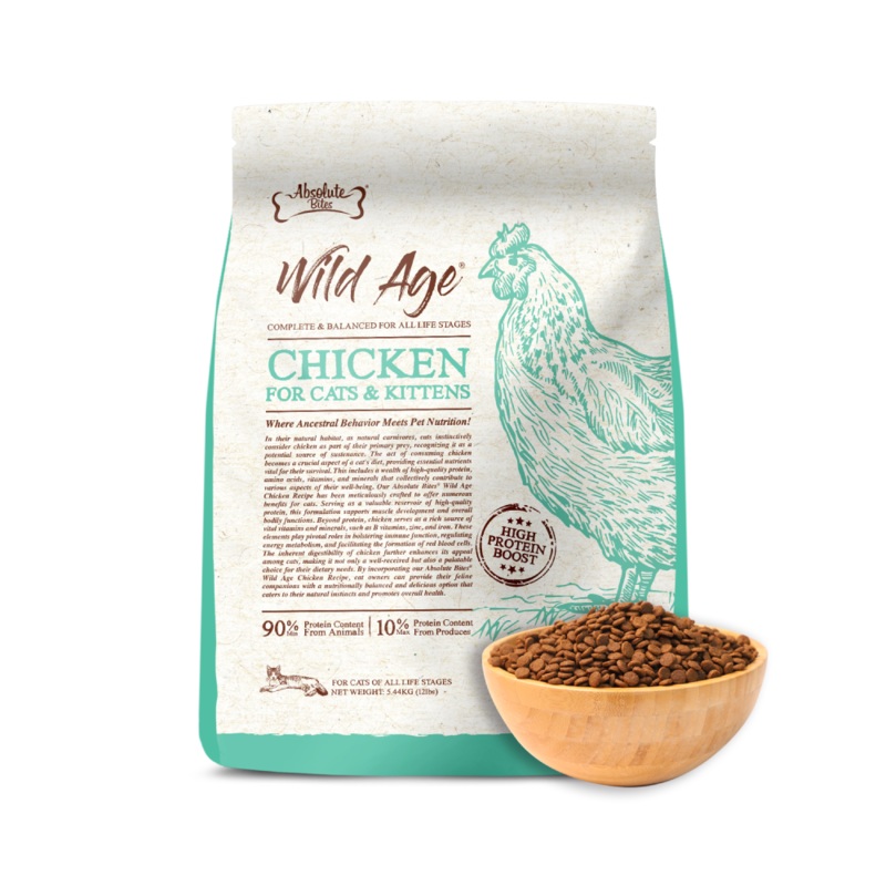 Absolute Bites Wild Age Cat Chicken Complete & Balanced For All Life Stages 12lbs