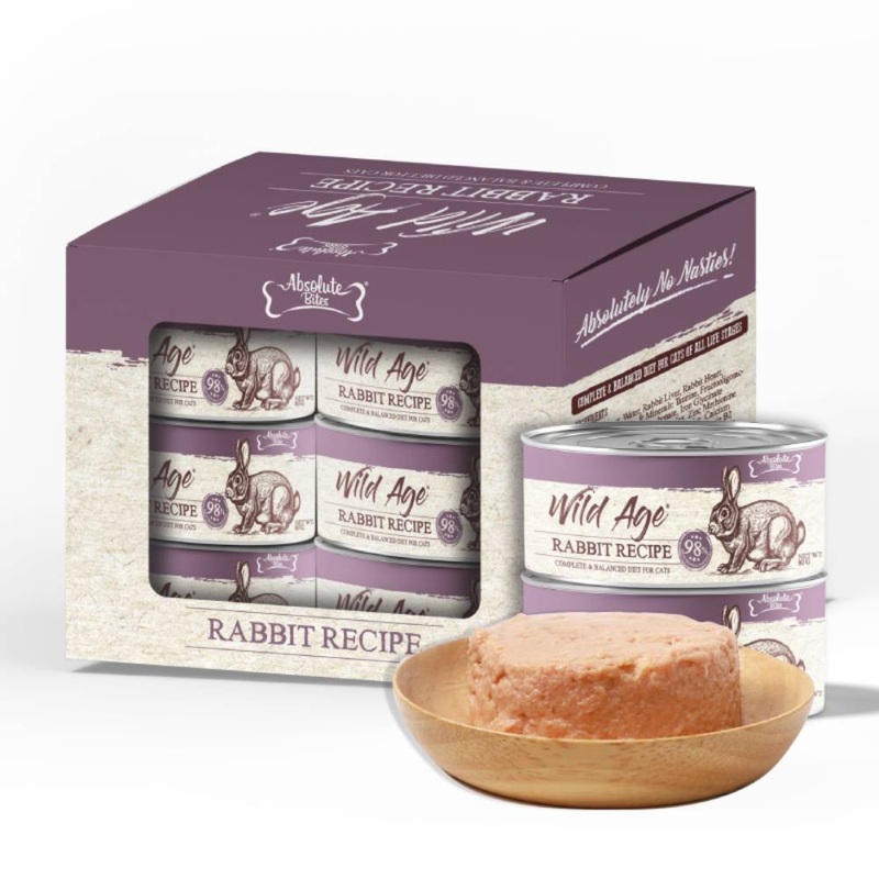 Absolute Bites Wild Age Cats Complete & Balanced Diet Rabbit Recipe (6 x 80g)