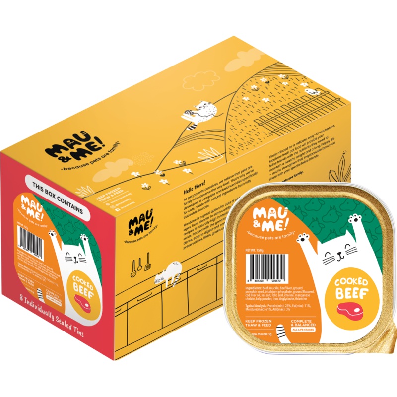 *FROZEN* Mau&Me! Cat Cooked Beef Complete & Balanced 1.2kg (150g x 8)