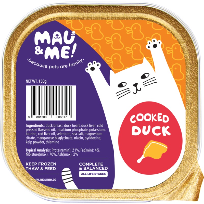*FROZEN* Mau&Me! Cat Cooked Duck Complete & Balanced 150g