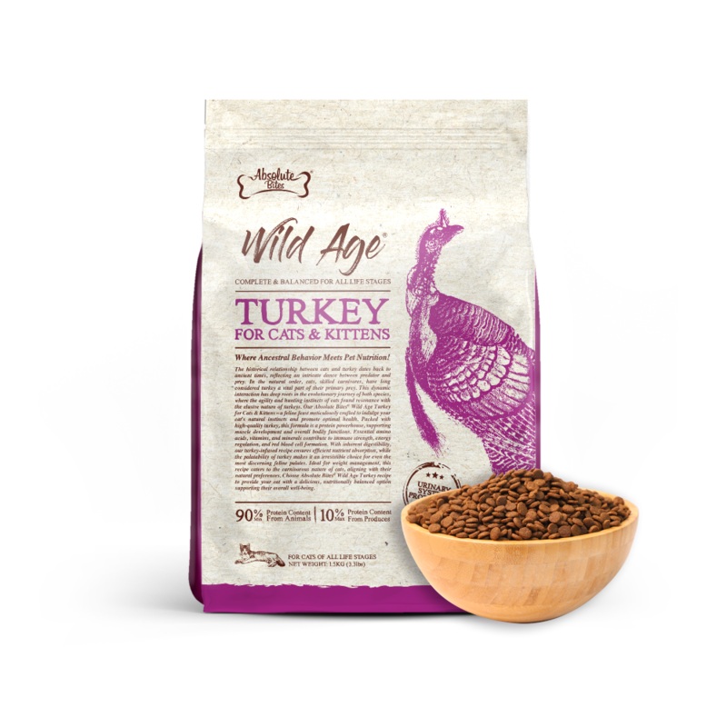 Absolute Bites Wild Age Cat Turkey Complete & Balanced For All Life Stages 3.3lbs