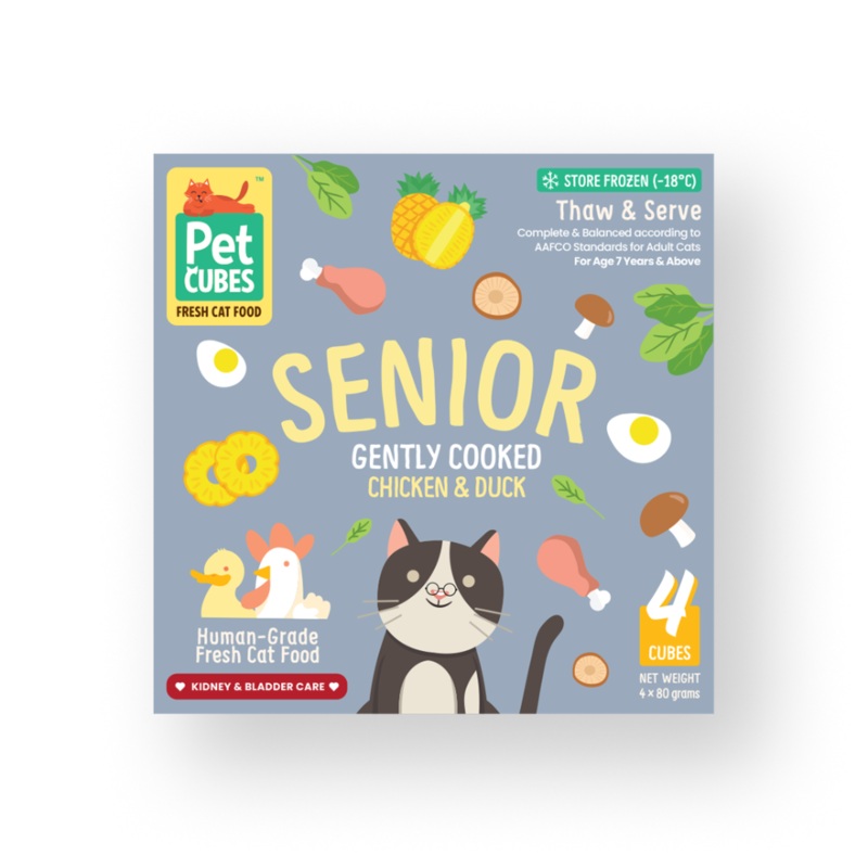 *FROZEN* PetCubes Cat Senior Gently Cooked Chicken & Duck 320g