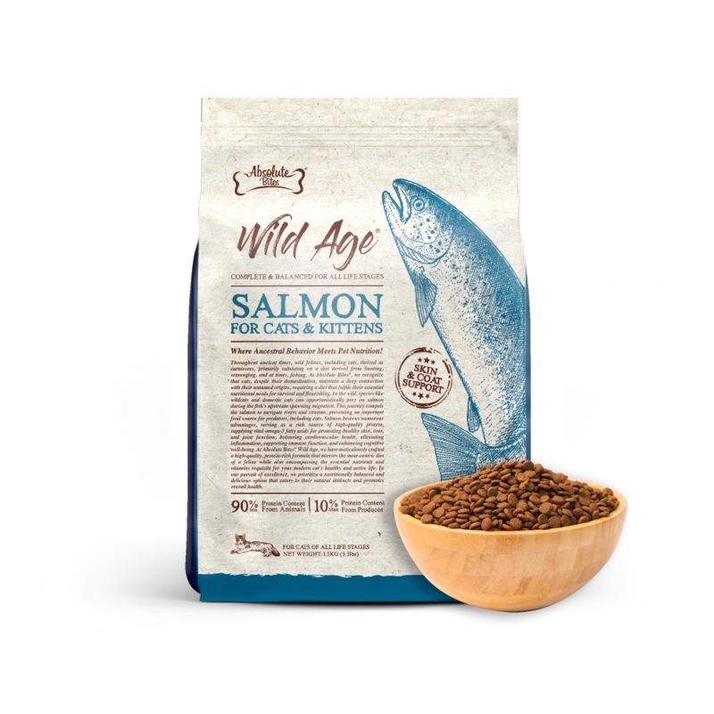 Absolute Bites Wild Age Cat Salmon Complete & Balanced For All Life Stages 3.3lbs