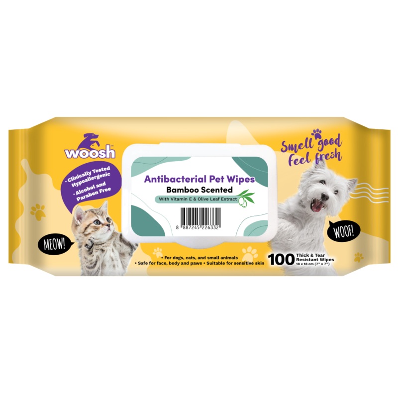 Woosh Pet Wipes Antibacterial - Bamboo 100sheets