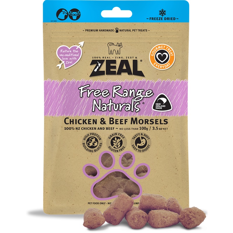 Zeal Free Range Naturals Chicken & Beef Morsels 100g