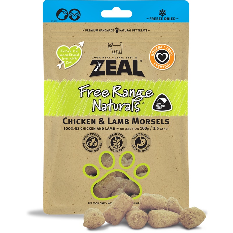 Zeal Free Range Naturals Chicken & Lamb Morsels 100g