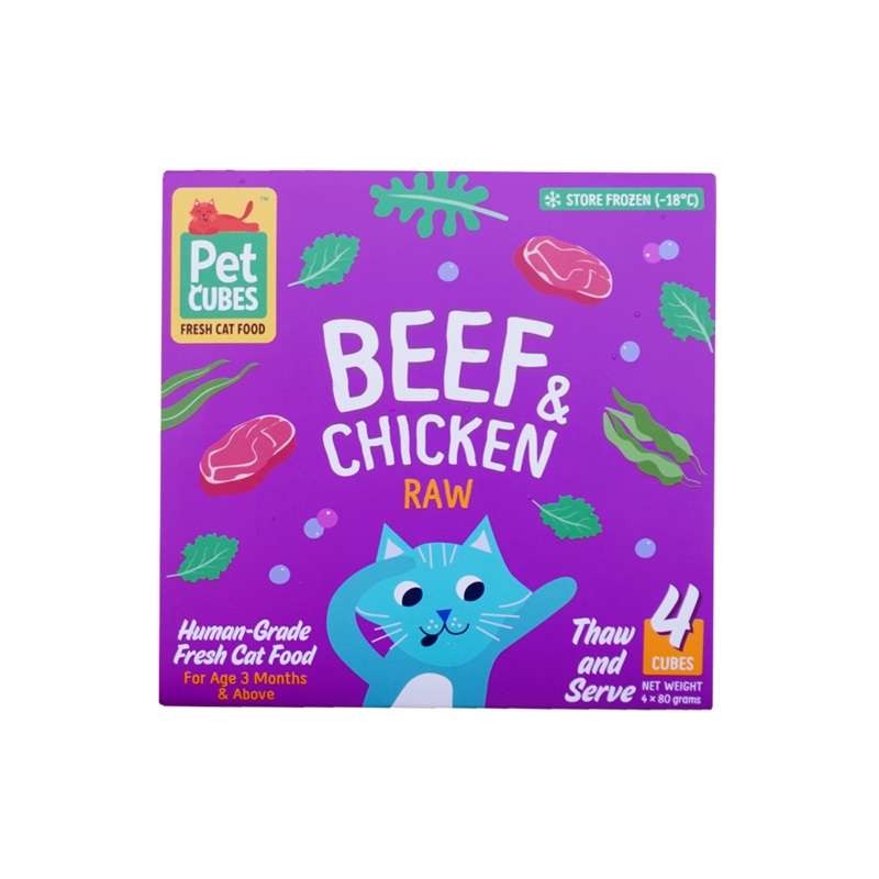 *FROZEN* PetCubes Cat Raw Beef & Chicken 320g