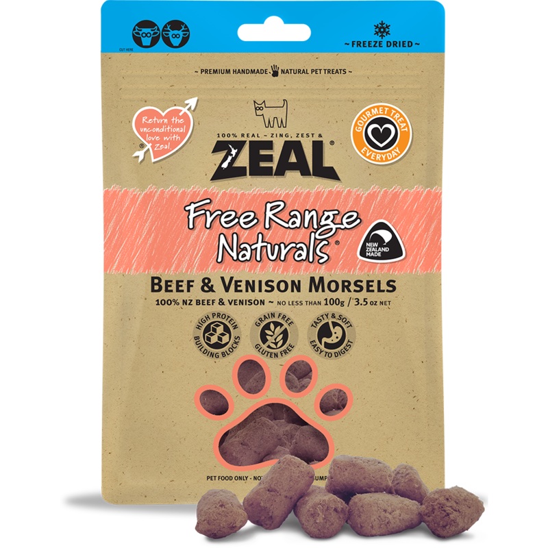 Zeal Free Range Naturals Beef & Venison Morsels 100g