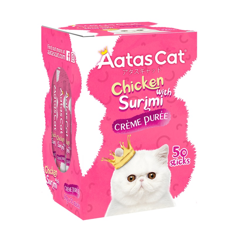 Aatas Cat Creme Puree Chicken with Surimi 14g x 50sachets