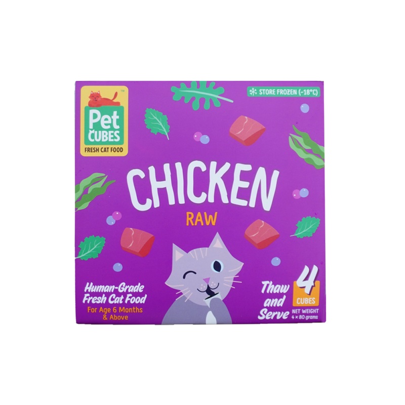 *FROZEN* PetCubes Cat Raw Chicken 1.28kg (4 x 320g)