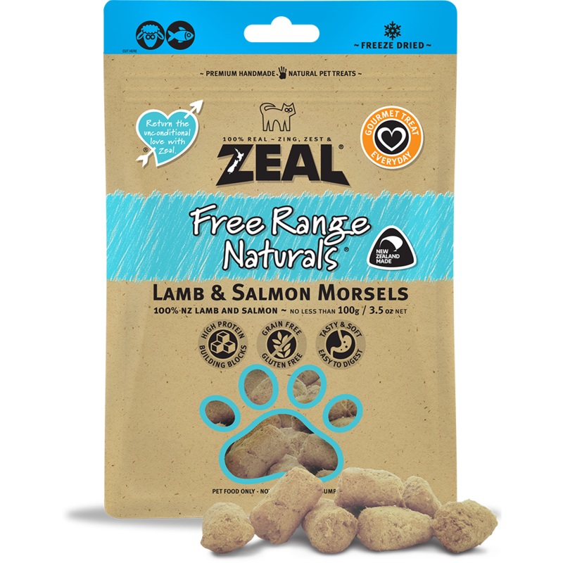 Zeal Free Range Naturals Lamb & Salmon Morsels 100g