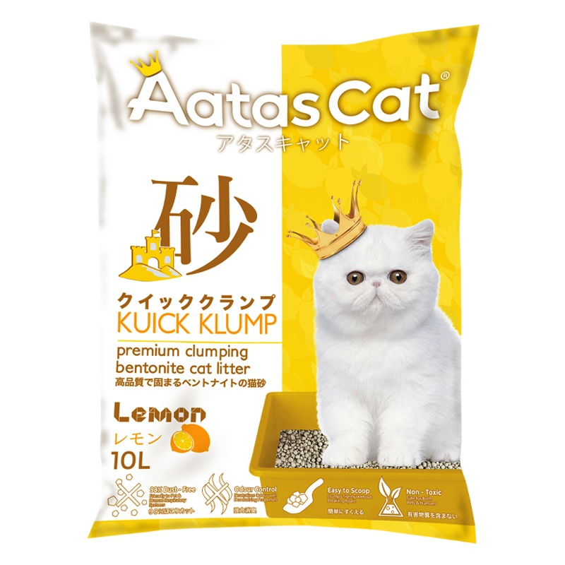 Aatas Cat Premium Clumping Bentonite Cat Litter - Kuick Klump Lemon 10L