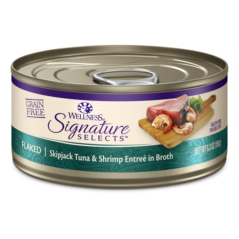 Wellness Cat Core Grain-Free Signature Selects Flaked Skipjack Tuna & Shrimp Entree in Sauce 5.3oz