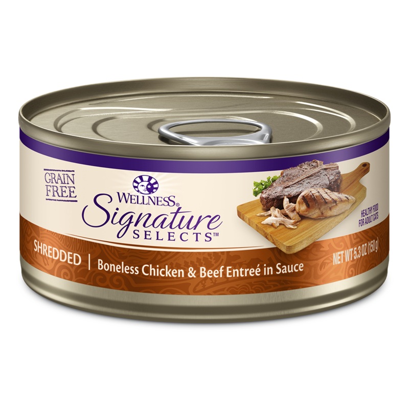 Wellness Cat Core Grain Free Signature Selects Shredded Boneless Chicken & Beef Entree in Sauce 5.3oz