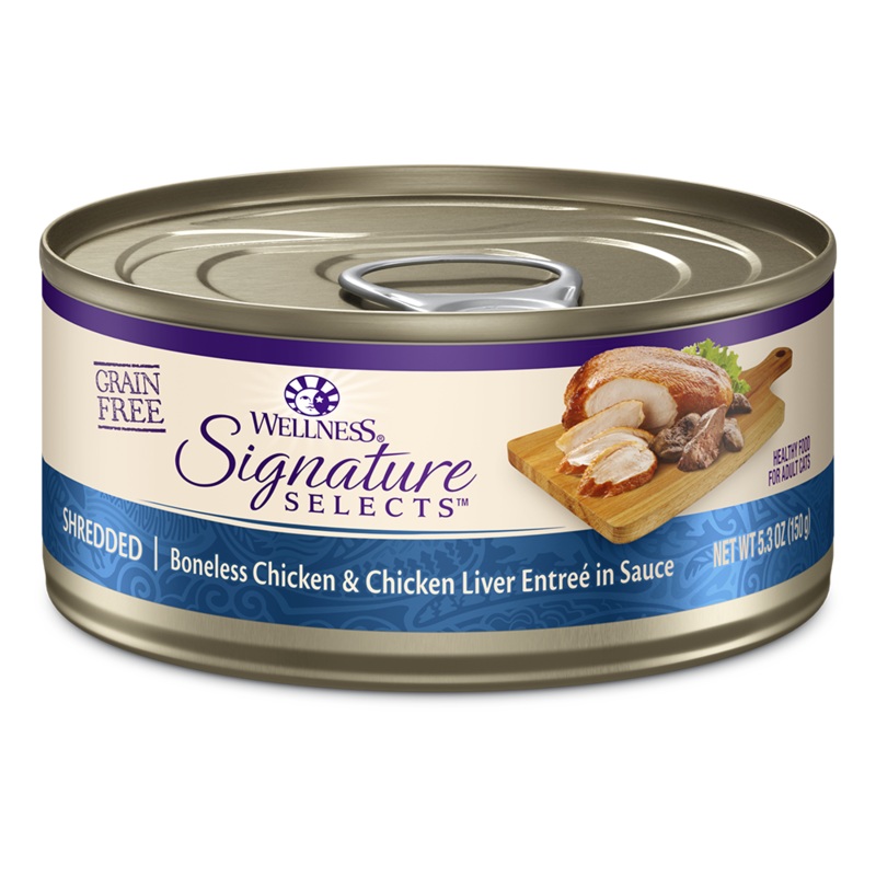 Wellness Cat Core Grain Free Signature Selects Shredded Boneless Chicken & Chicken Liver Entree in Sauce 5.3oz