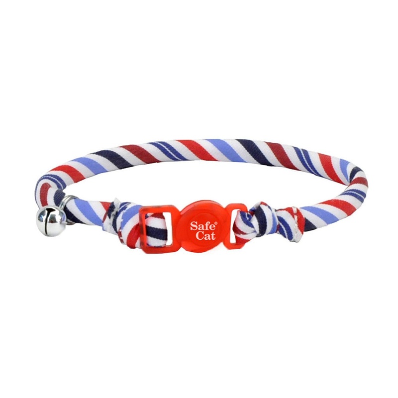 Coastal Safe Cat 8-12 Collar Red, White, & Blue Stripe
