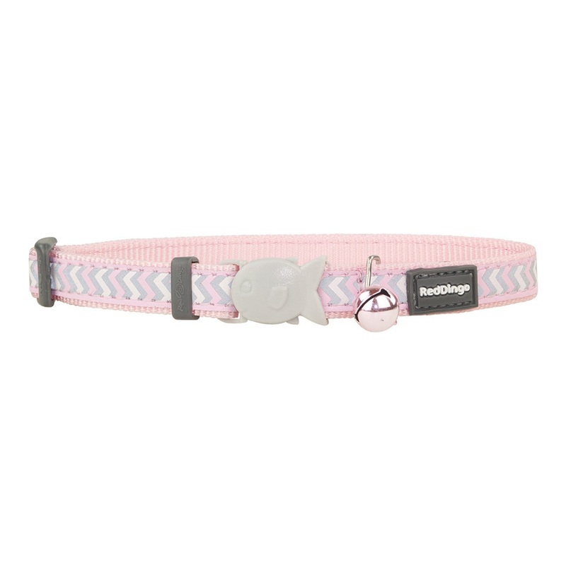 Red Dingo Reflective Cat Collar Black 8-13 Pink