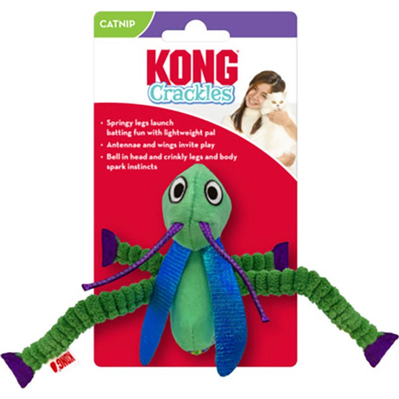 Kong Crackles Grasshopper Crinkle with Catnip and Bell