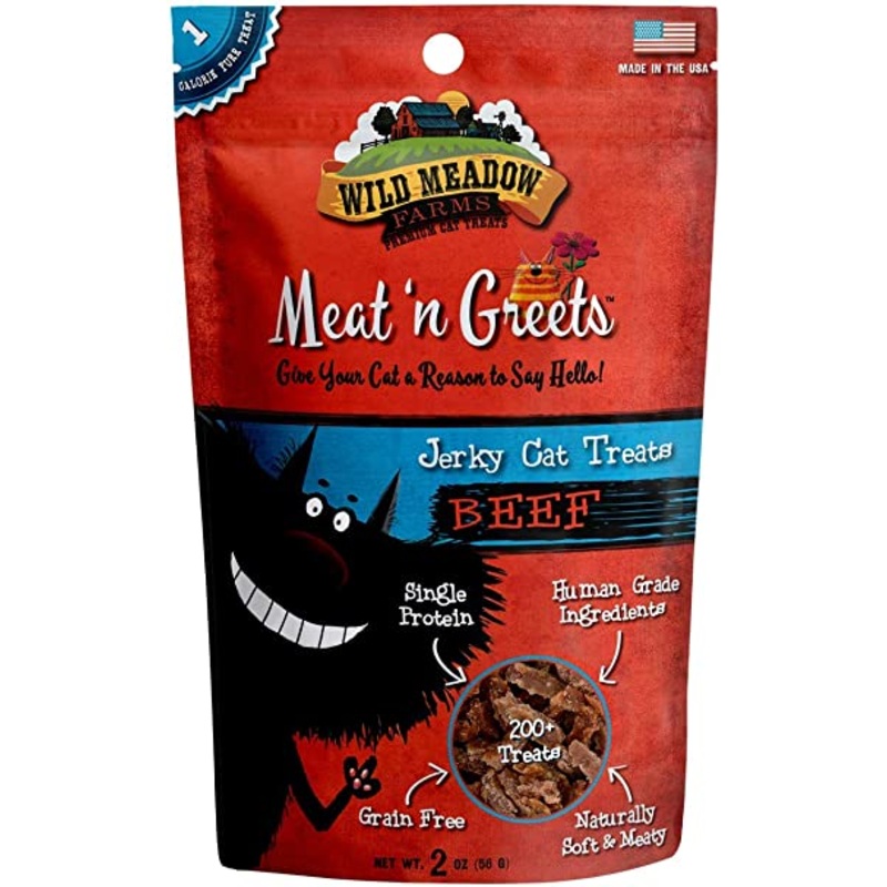Meat n Greets Jerky Cat Treats Beef 2oz