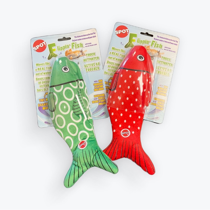 Spot Holiday Flippin Fish 11.5 Interactive Catnip Cat Toy Assorted