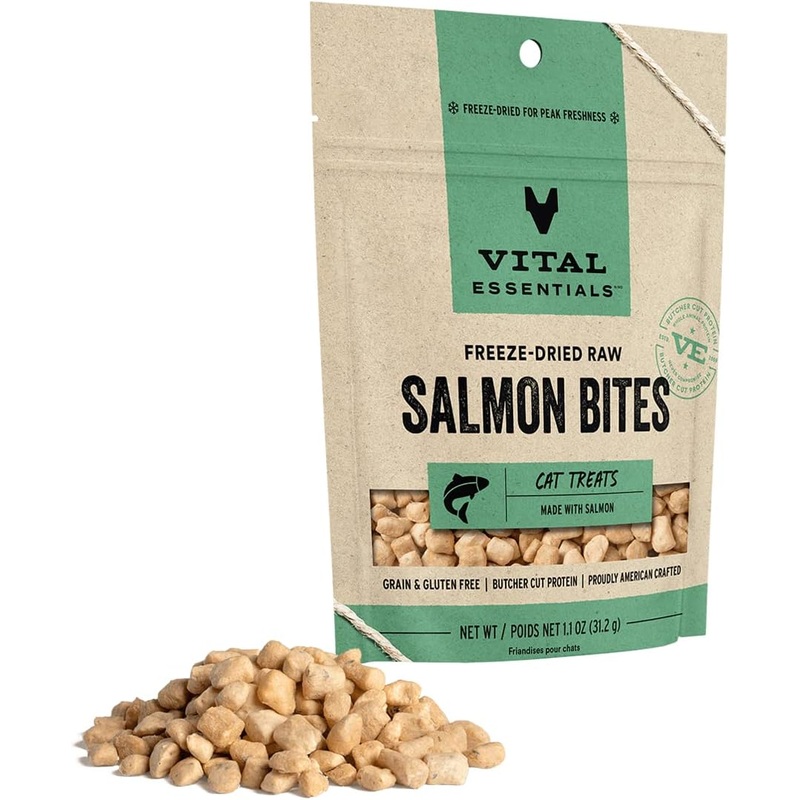 Vital Essentials Freeze-Dried Cat Treats Salmon Bites 1.1oz